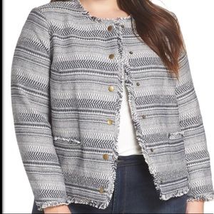 1. State Rustic Fringe Tweed Jacket